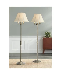 Regency Hill Montebello Traditional 59" Tall Standing Floor Lamps Set of 2 Lights 4-Light Antique Brass Finish