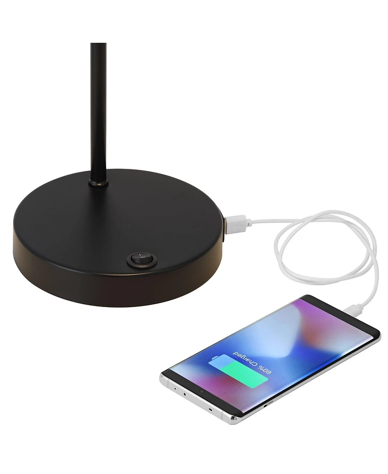 360 Lighting Duke 20 3/4" High Mid Century Modern Desk Lamps Set of 2 Usb Port Nickel Finish Metal Home Office Charging