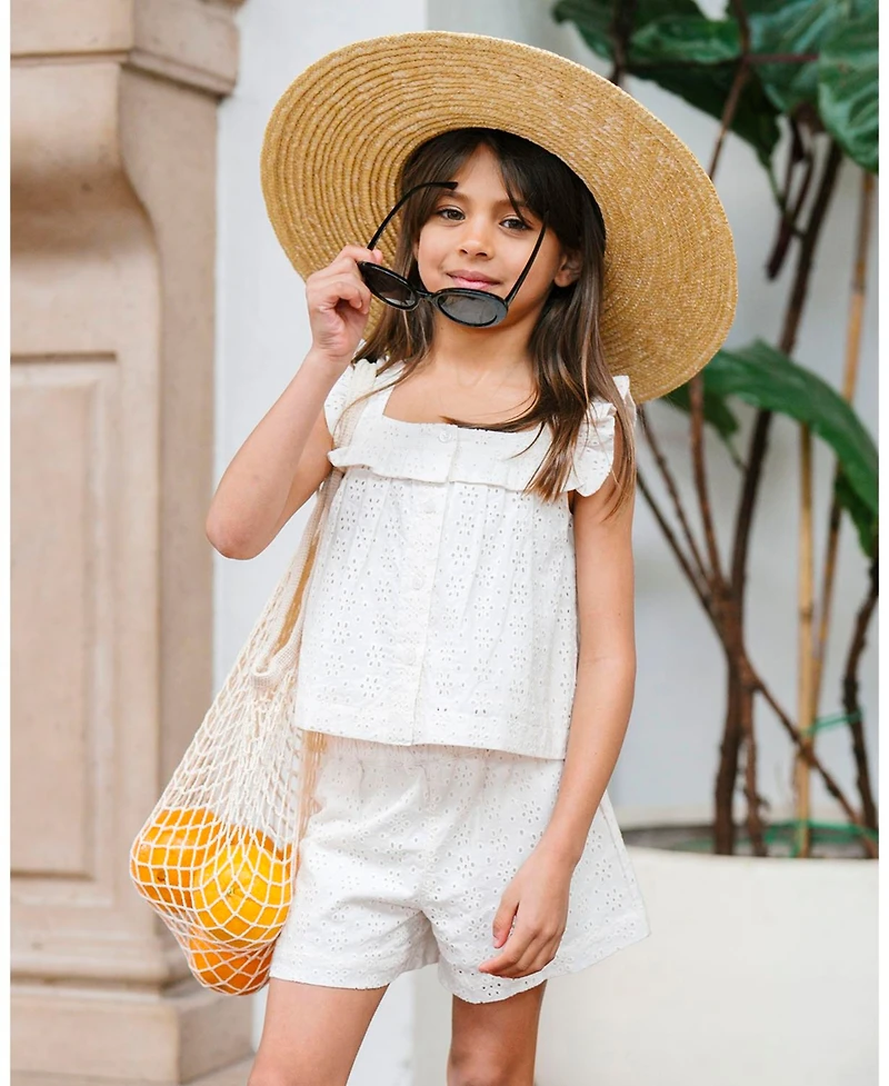 Hope and Henry Toddler Girls' Organic Eyelet Tank Short Set