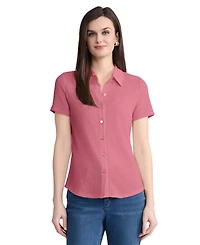 Jones New York Women's Short-Sleeve Button-Front Shirt