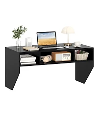 Sugift Wall-Mounted Computer Desk Floating Laptop Desk with 3 Storage Compartments