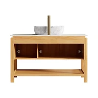 Sillysis Modern Bathroom Vanity with Fluted Solid Wood Doors, Carrara Sintered Stone Top