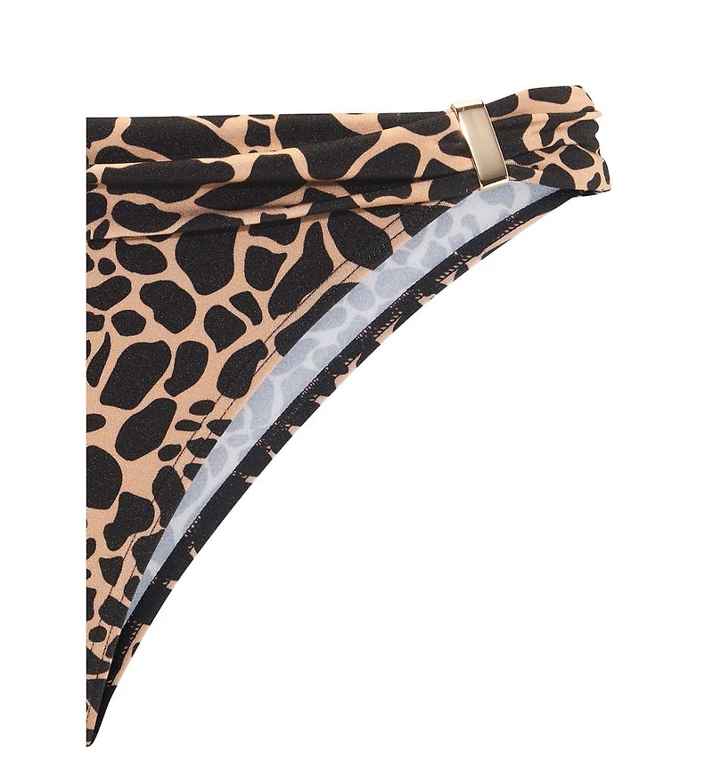 Lascana Women's Giraffe Print Fold Over Bikini Swimsuit Bottom