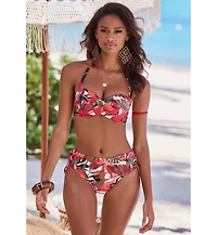 Lascana Women's Tropical Print Bandeau Bikini Swimsuit Top Bra Sizing