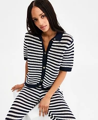 Tommy Hilfiger Womens Crochet Short Sleeve Cardigan Pants