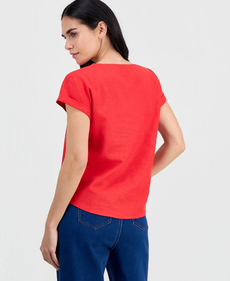 Jones New York Petite Boat-Neck Short-Sleeve Blouse