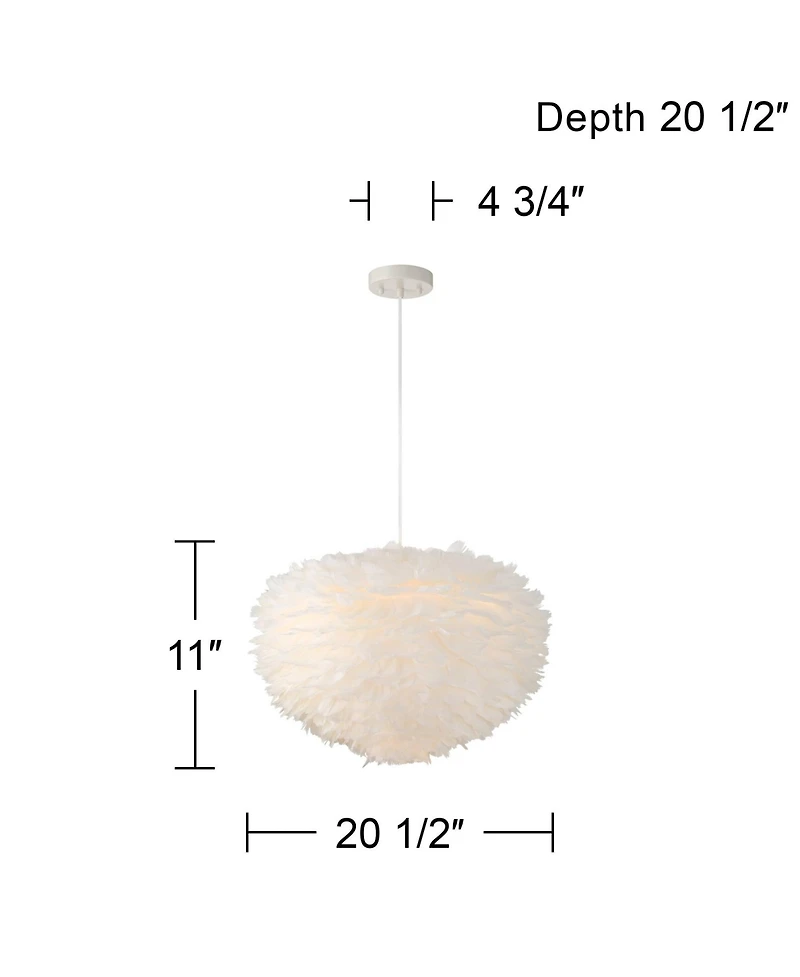 Possini Euro Design Possini Euro Branta 20 1/2"W White Goose Feather Modern Pendant Light