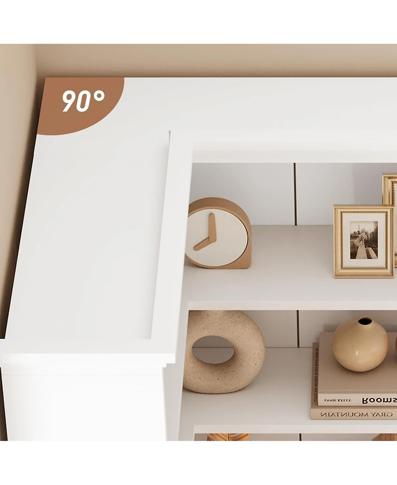 gaomon 72.8" Tall 5-Tier L-Shaped Wooden Corner Bookshelf with Open Storage