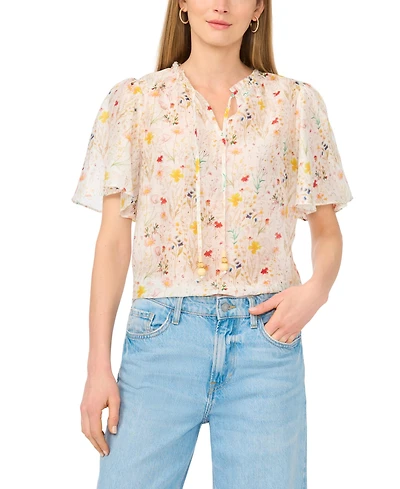 Vince Camuto Women's Short-Sleeve Crewneck Pull-On Blouse