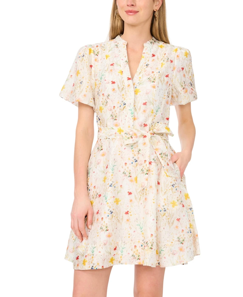 Vince Camuto Women's V-Neck Puff Sleeve Mini Dress