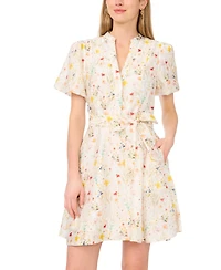 Vince Camuto Women's V-Neck Puff Sleeve Mini Dress