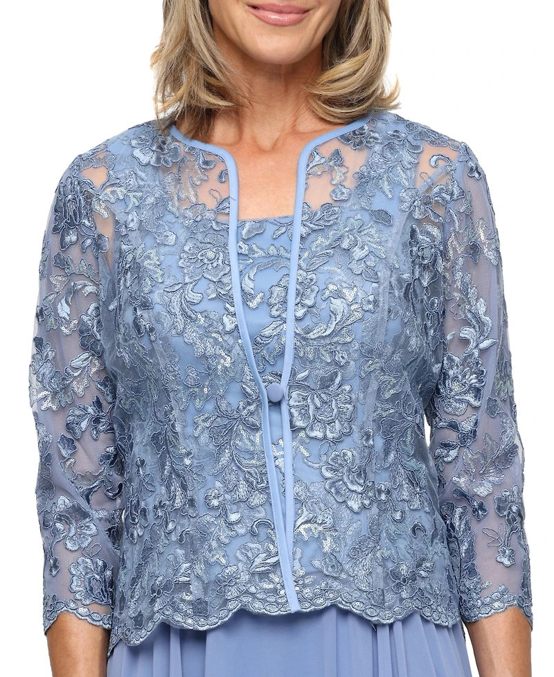 Alex Evenings Petite Scoop Neck Dress and 3/4-Length Sleeve Jacket, 2-Piece Set