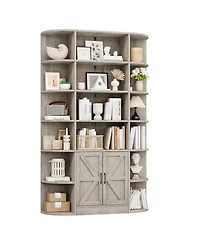 gaomon 75" Tall 6-Tier Wide Modern Wooden Bookcase with Storage Cabinet and Doors