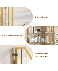 gaomon 72" Tall 5-Tier Industrial L-Shaped Corner Bookshelf