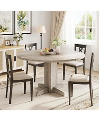 homfan 47 Inch Round Dining Table for 4,Farmhouse Wood Kitchen Table, Circle Dinner Kitchen, Living Room, Room