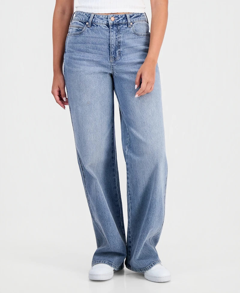 Celebrity Pink Juniors' High Rise Baggy Wide-Leg Curvy Jeans