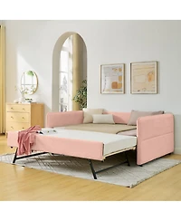 Streamdale Furniture Boucle Full Daybed With Twin Trundle Sofa Bed