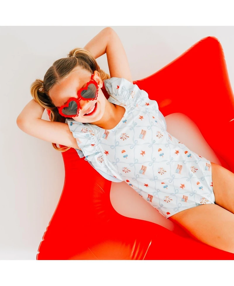 Sweet Wink Toddler Girls Patriotic Trellis Bathing Suit