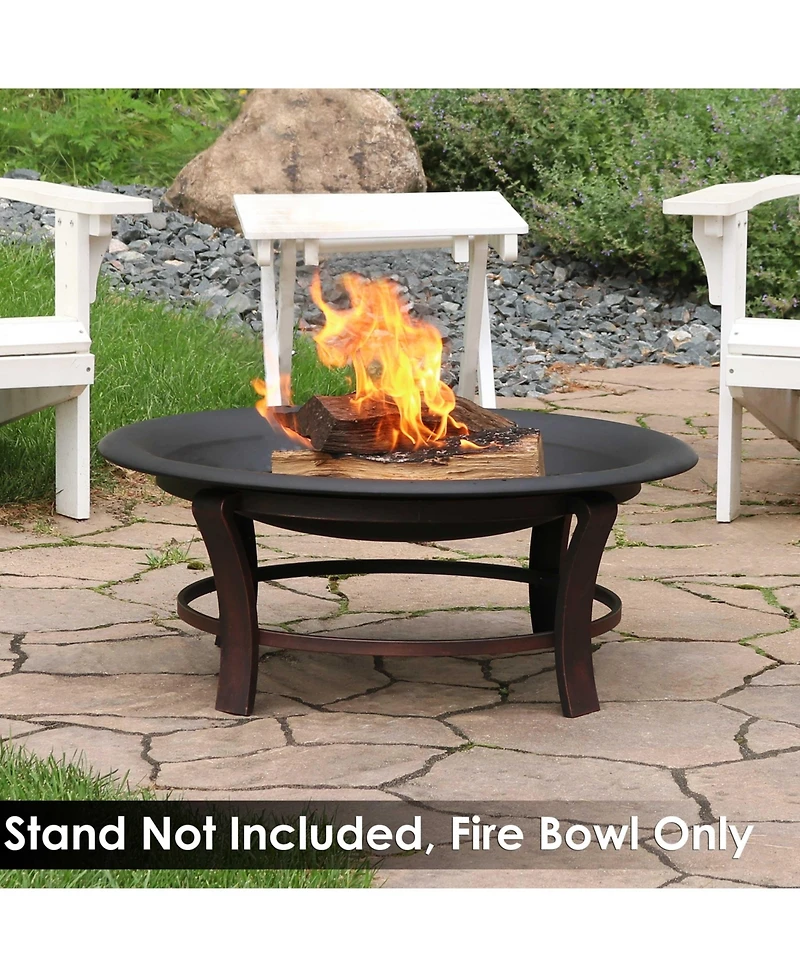 Outdoor Camping or Backyard Replacement Round Steel with Heat-Resistant Paint Finish Fire Pit Bowl