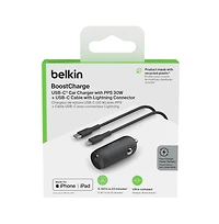 Belkin BoostCharge Usb-c Car Charger with Pps 30W and Usb-c to Usb-c Cable 1m/3.3ft