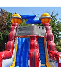 JumpOrange Astronaut Commercial Inflatable Grade Water Slide with Attached Splash Pool for Kids and Adults (with Blower), Outdoor Indoor, Wet Dry Use,