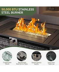 Aoxun 7-Piece Wicker Outdoor Sectional Sofa Set with Cushions with Propane Fire Pit Table