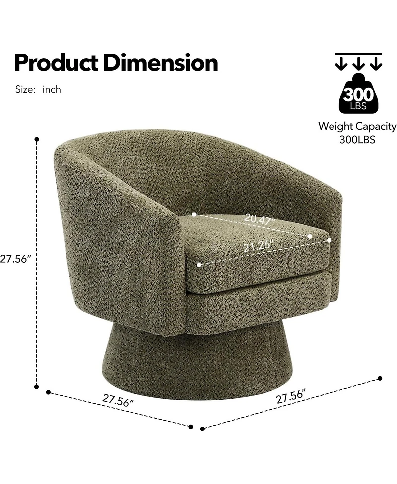 gaomon 360degree(s)Swivel Accent Chair with Arms,Round Chenille Fabric and Soft Cushion Chair for Living Room Bedroom Reading