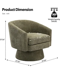 gaomon 360degree(s)Swivel Accent Chair with Arms,Round Chenille Fabric and Soft Cushion Chair for Living Room Bedroom Reading