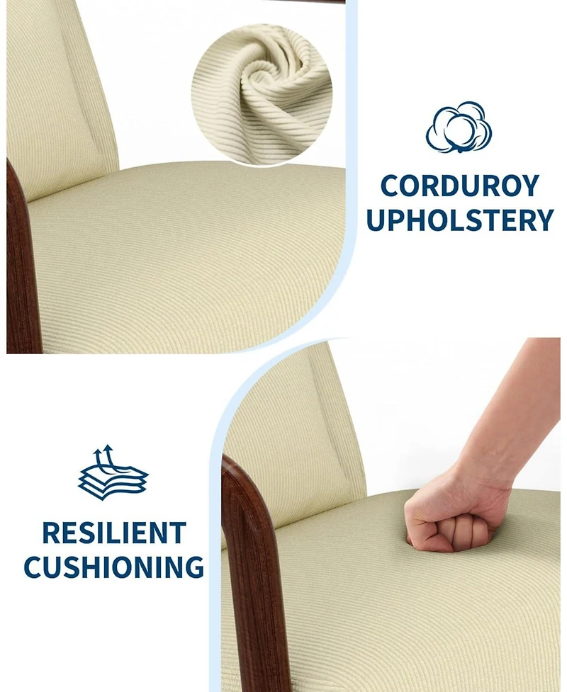 gaomon Solid Wood Accent Armchair with Corduroy Upholstery and Removable Lumbar Pillow