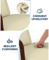 gaomon Solid Wood Accent Armchair with Corduroy Upholstery and Removable Lumbar Pillow