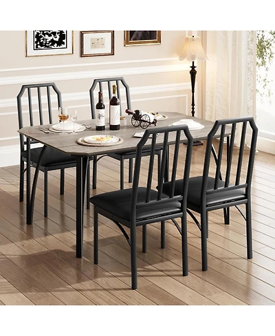gaomon Dining Table Set for 4, Kitchen Table and Chairs for 4 with with Chamfer Design, 5 Piece Dining Room Table Set with Cushion Seats