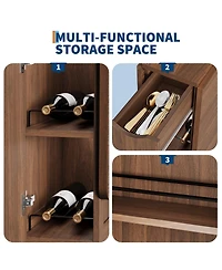 gaomon Space-Saving Folding Dining Table with Drawer and Wheels