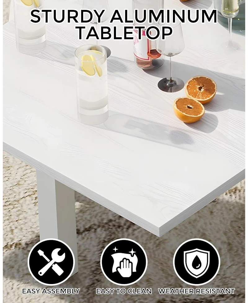 gaomon Expandable Patio Dining Table- 31-63in Aluminum Frame with Wood Pattern for 4-6 People