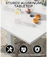 gaomon Expandable Patio Dining Table- 31-63in Aluminum Frame with Wood Pattern for 4-6 People