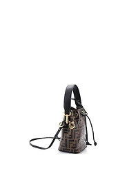 Pre-Owned Fendi Mini Mon Tresor Bucket Bag Zucca Embossed Leather
