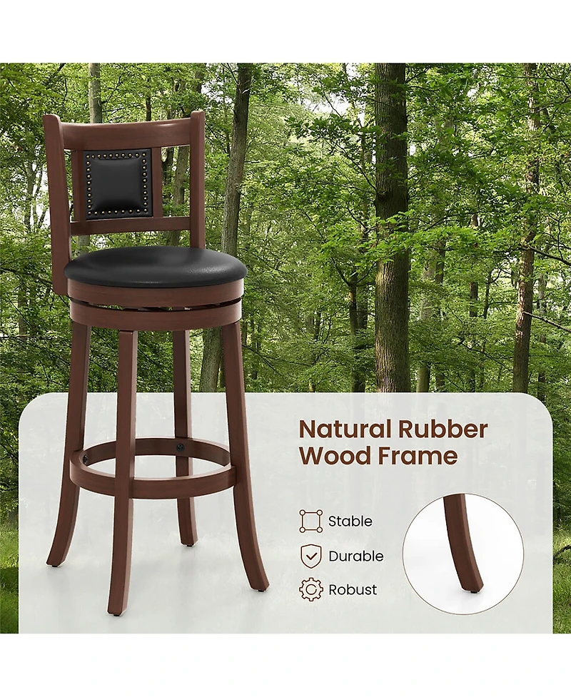 Gymax Swivel Bar Stool Set of 2 Counter Height Bar Stools Armless Chairs for Pub