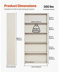 Gouun 68 in 5 Tier Wide Bookshelf with Open Display Shelves