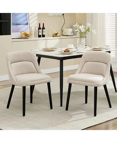 gaomon Dining Chair Set of 2 Modern Upholstered Linen Dining Chairs for Kitchen Dining Room