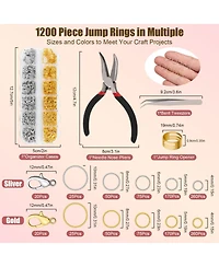 Gnuadz 1200pcs Jump Rings Necklace Repair Kit Tools Pliers Tweezers Lobster Clasps Crafts Key Chains