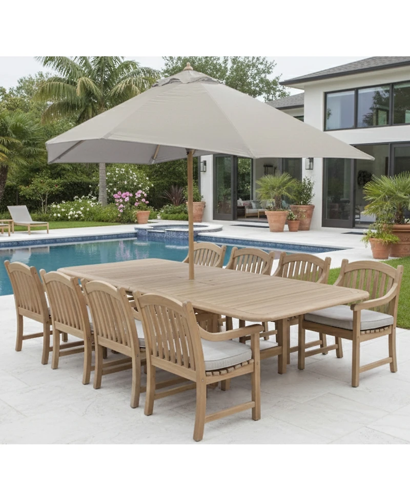 Bristol 9-Pc. Teak Wood Rectangle Extension Dining Set (Dining Table and Chairs, Created for Macy's