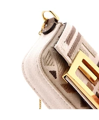 Pre-Owned Fendi Nano Chain Baguette Charm Bag Zucca Canvas