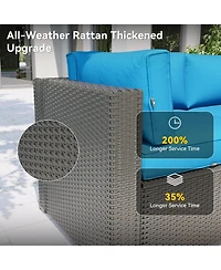 Aoxun 12-Piece Outdoor Wicker Patio Conversation Set with 44" Propane Fire Pit Table and Cushions