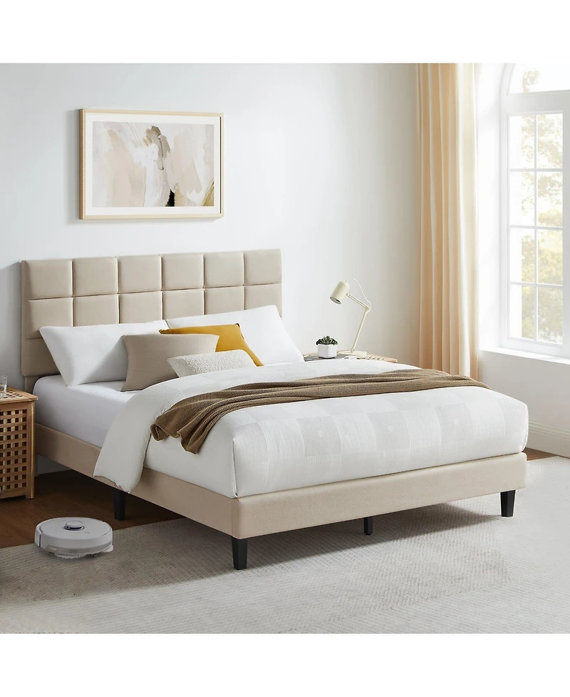 Sailvan Bed Frame with Fabric Upholstered Headboard
