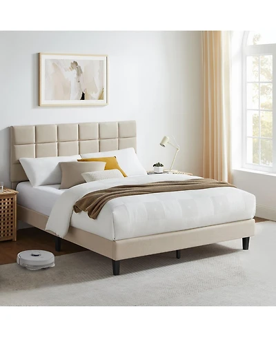 Sailvan Bed Frame with Fabric Upholstered Headboard
