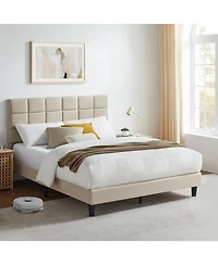 Sailvan Bed Frame with Fabric Upholstered Headboard
