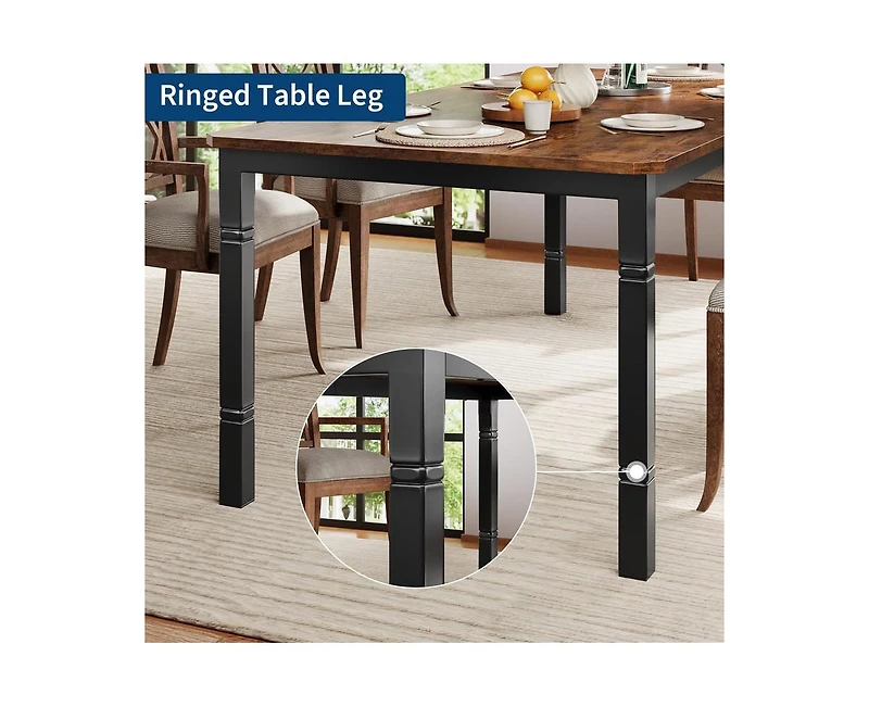 gaomon Industrial 6-8 Person Dining Table with Metal Legs (No Chairs)