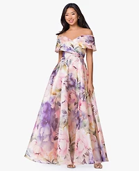 Betsy & Adam Petite Off-The-Shoulder Ball Gown