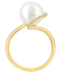 Effy Collection Freshwater Pearl (9.5mm) & Diamond (1/10 ct. t.w.) Ring in 14k White Gold