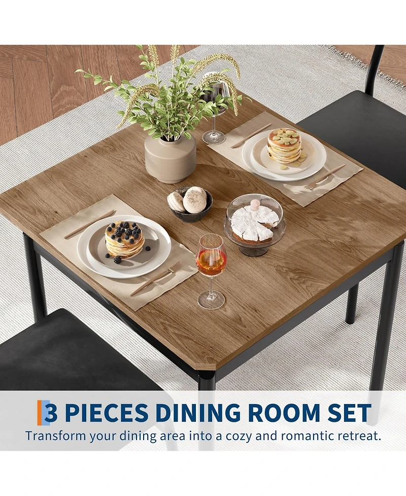 gaomon 3-Piece 2-Person Industrial Compact Dining Table Set
