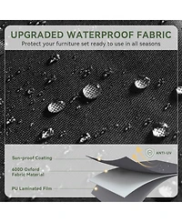 Aoxun 7-Piece Wicker Outdoor Sectional Sofa Set with Black Cushions with 44" Propane Fire Pit Table